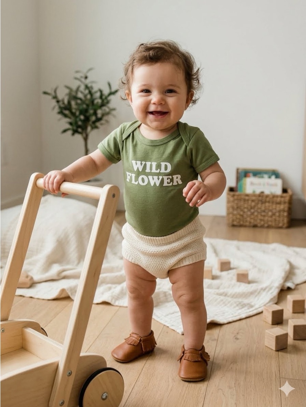 NWOT Savage Seeds Green Wild Flower Organic Bodysuit 9-12M
